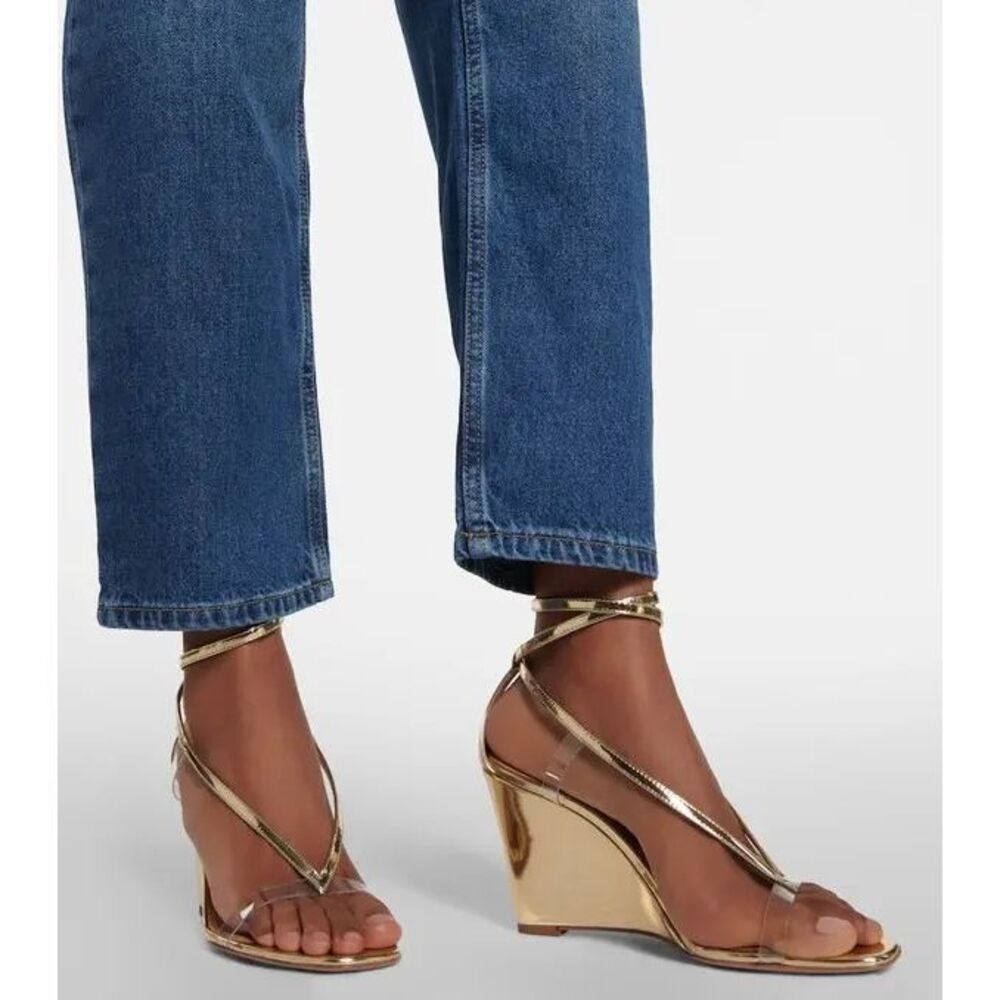 Aquazzura Gold Wedge Sandals